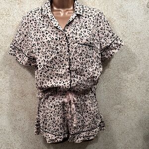 Victoria's Secret Pink Leopard Print Short Pajama Set